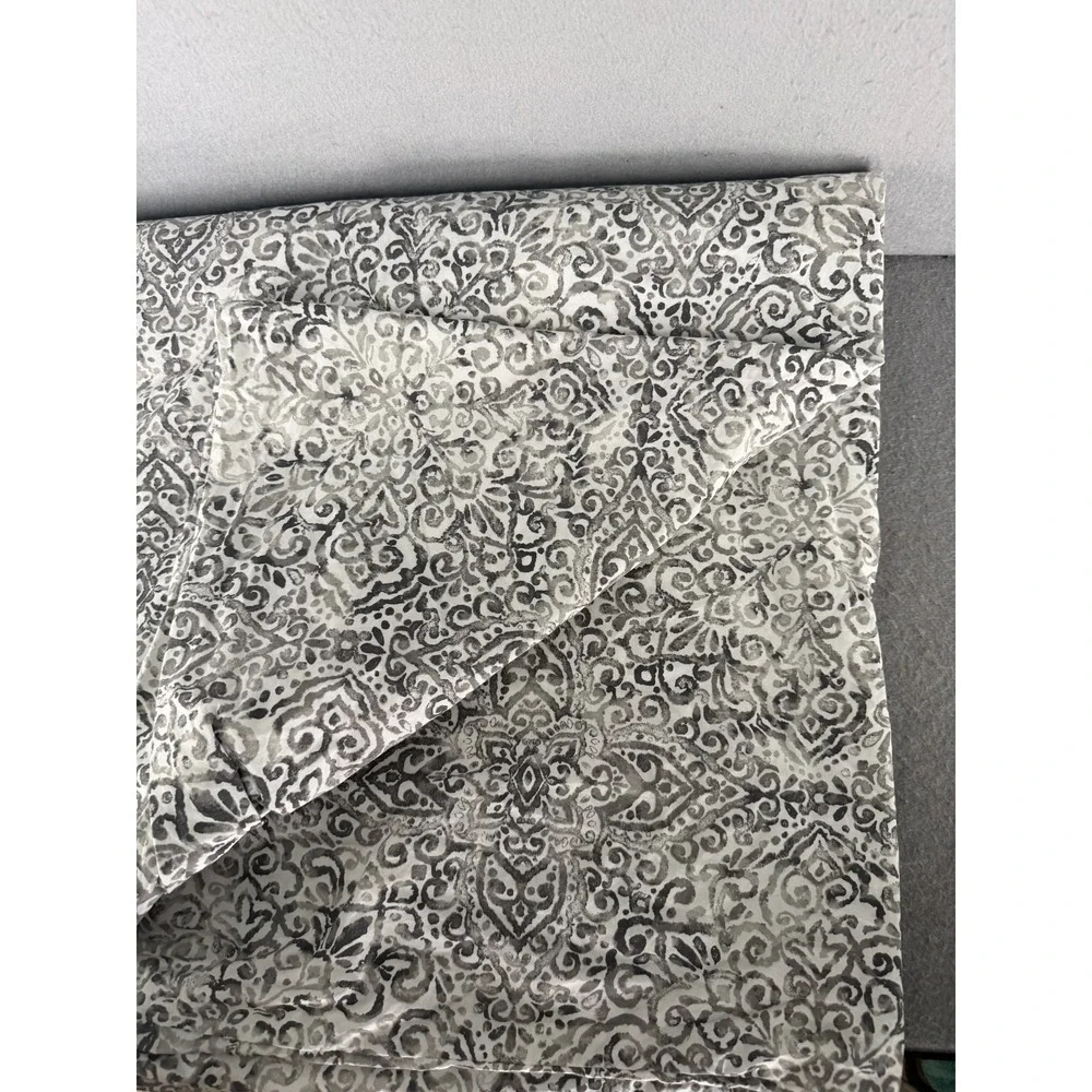 IKEA Angsklocka Duvet Cover Full Queen Gray White Paisley Print Boho Cottagecore